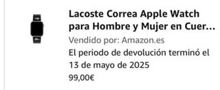 Correa Piel Lacoste Negra Apple Watch
