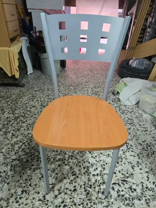 Mesa de cocina cristal naranja y 6 sillas