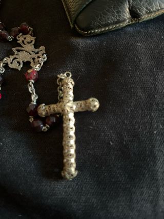 Rosario Cristal Granate Plata