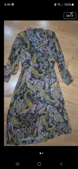 Vestido Zara Largo Estampado Talla L