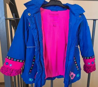 Chaquetón niña T92 azul con bordados