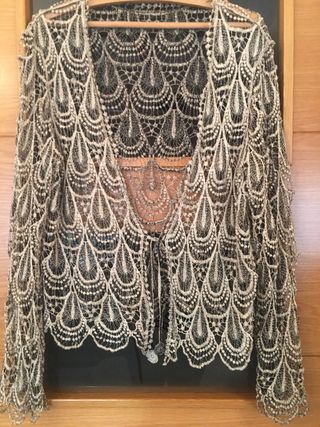 Chaqueta calada hilo oro y plata
