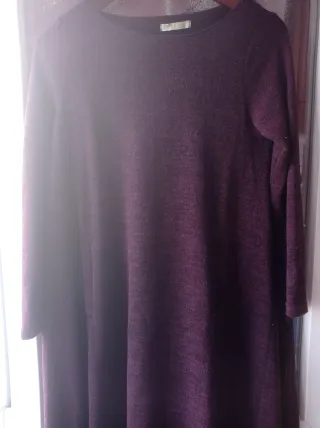 Vestido punto suelto morado talla única