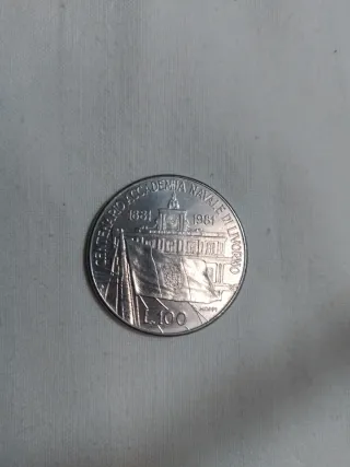 Moneta 100 Lire Accademia Navale Livorno 1981.