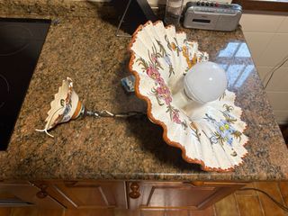 Lámpara cerámica techo beige y naranja