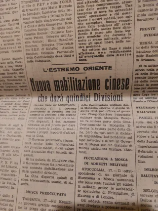 Periódico  italiano Guerra Civil Voluntarios  1937