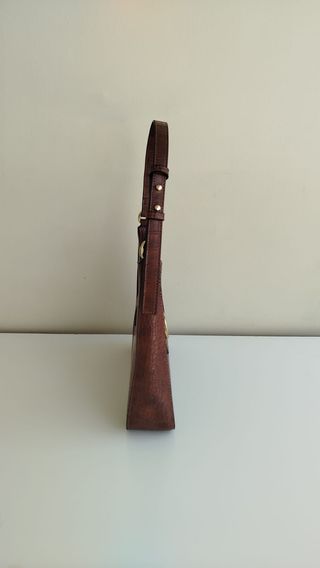 Bolso Hombro Mango Efecto Cocodrilo Marrón