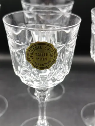 Juego copas vino cristal tallado