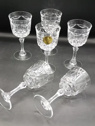 Juego copas vino cristal tallado