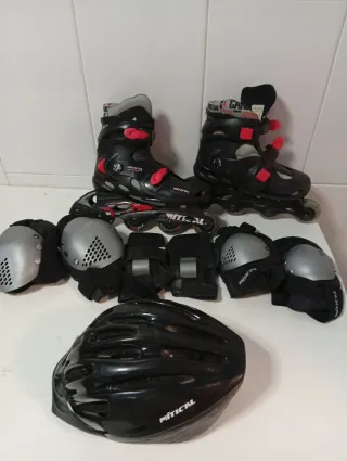 Patines en línea para adultos y protecciones