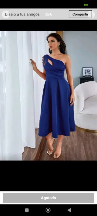 Vestido de fiesta azul asimétrico