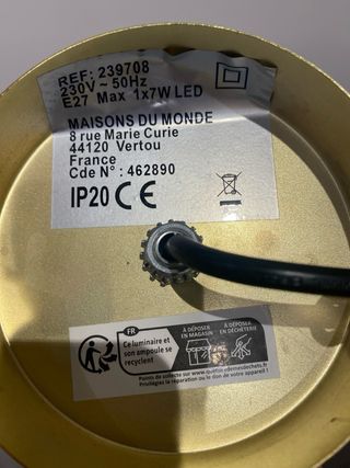 Lámpara colgante Madison du Monde caramelo