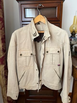 Giubbotto uomo moto cotone beige