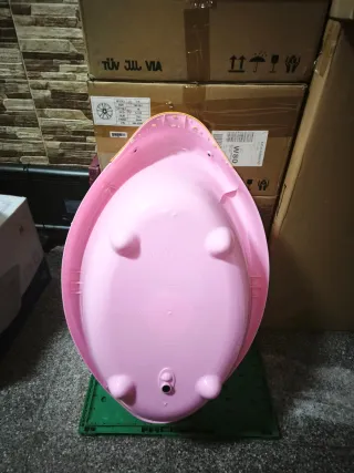 Bañera de pato rosa para bebé