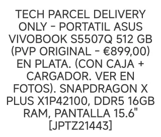 Asus Vivobook S5507Q 15.6 Grigio/Argento