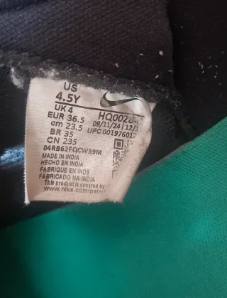 Zapatillas Nike Kids T36.5 Negras Unisex