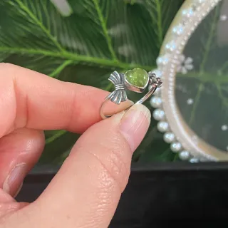 Anillo Plata Corazón Turmalina Verde Natural