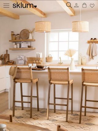 3 Bancos altos 75cm vime sintético Sklum