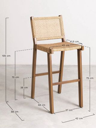 3 Bancos altos 75cm vime sintético Sklum