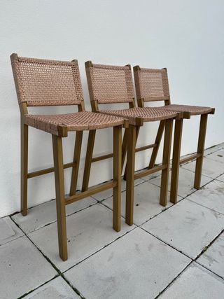 3 Bancos altos 75cm vime sintético Sklum