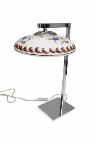 (1) Candeeiro Vintage Opalino Vidro Metal