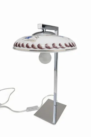 (1) Candeeiro Vintage Opalino Vidro Metal