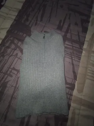 Jersey gris cuello alto cremallera talla S