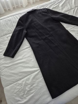 Abrigo Lana Negro Largo Gabardina