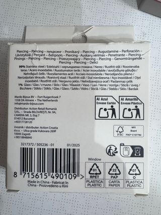 Piercing oro con cuore e zircone