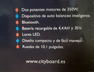 Hoverboard Cityboard Azul Con Luces Led
