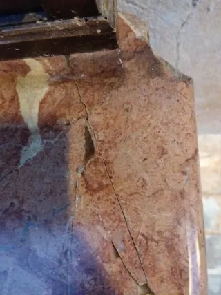 Mesita de noche antigua madera y mármol