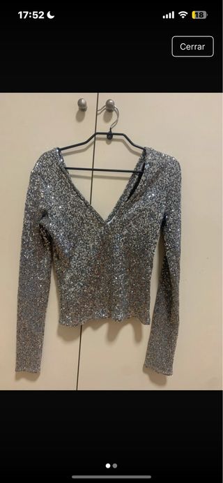 Top Brillante Plateado