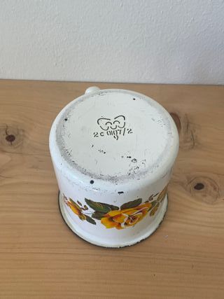 Tazza in Metallo smaltato Vintage stampa Fiori