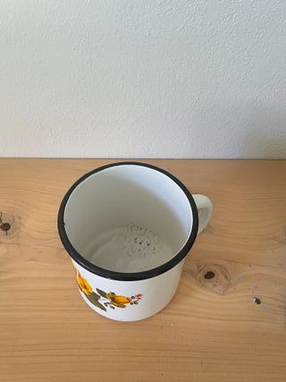 Tazza in Metallo smaltato Vintage stampa Fiori