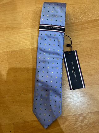 Corbata azul Tommy Hilfiger lunares amarillo/verde