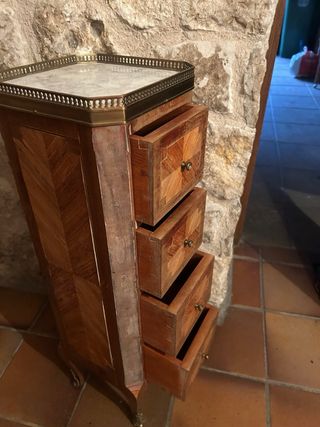 Mesita vintage madera con mármol