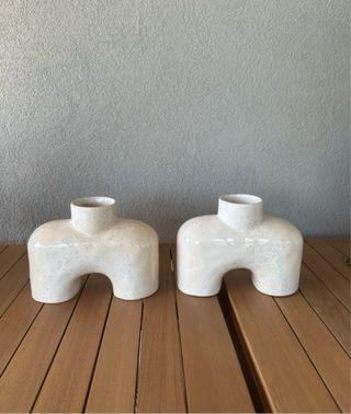 Lote 2 jarras cerâmica branco cru