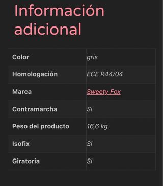 Silla Coche Giratoria SWEETY FOX Grupo 0/18m