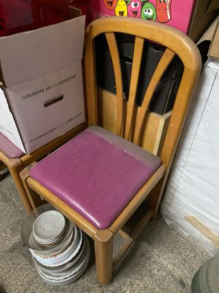 Set 5 Sillas Madera Asiento Morado