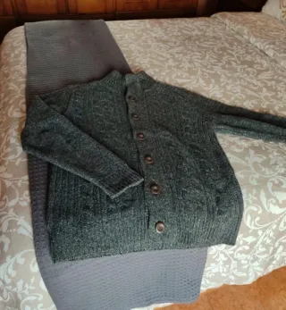 Chaqueta de lana hombre gris/verde