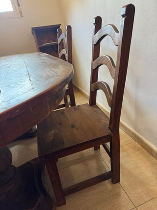 Mesa comedor y 6 sillas madera estilo mexicano