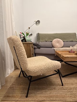 Butaca Zara Home Beige Tela y Metal