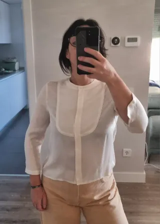 Camisa blanca 90% seda de MIRTO talla M/38