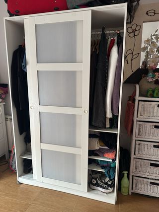 Armario blanco 2 puertas correderas