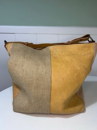 Bolso Hobo Cuirots Piel y Lona