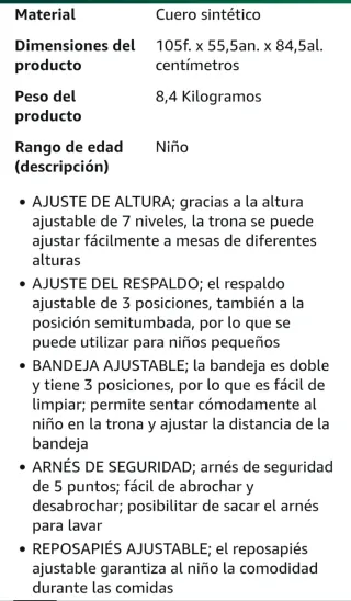 Trona Kinderkraft TASTEE Evolutiva Plegable Verde