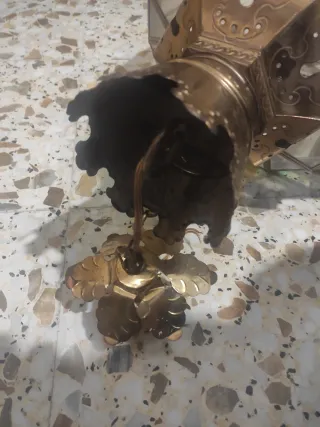 Farola artística de cristal y latón