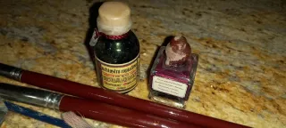 Set tintas tinteros y sellos antiguos