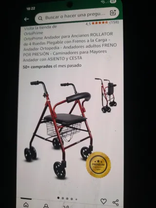Andador Rollator Ortoprime Ancianos 4 Ruedas