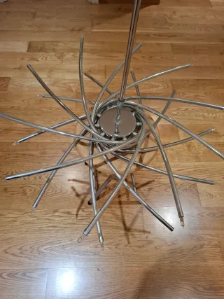 Lámpara araña salón plateada metal